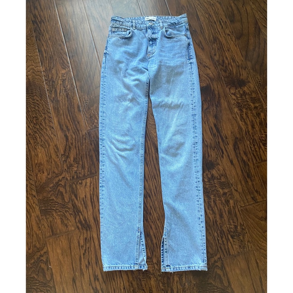 Zara straight jeans with side slits size US 2